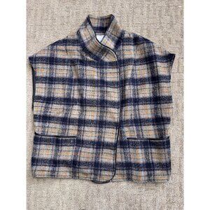 Anthropologie Andersen & Lauth Flannel Plaid Capelet Vest One Size NWT Cozy Soft